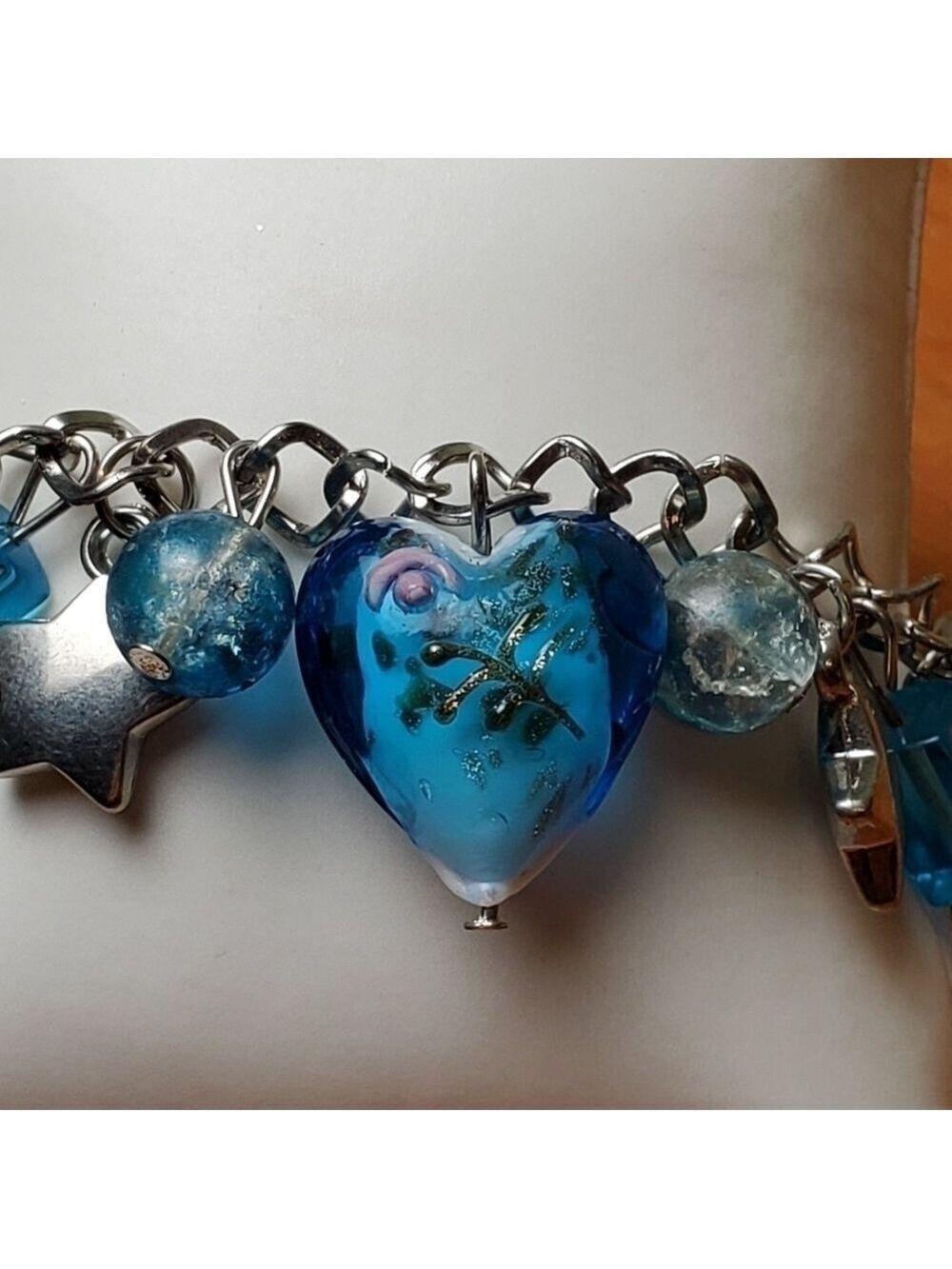 Bracelet Silver Blue White Charms NWT - Picture 2 of 4